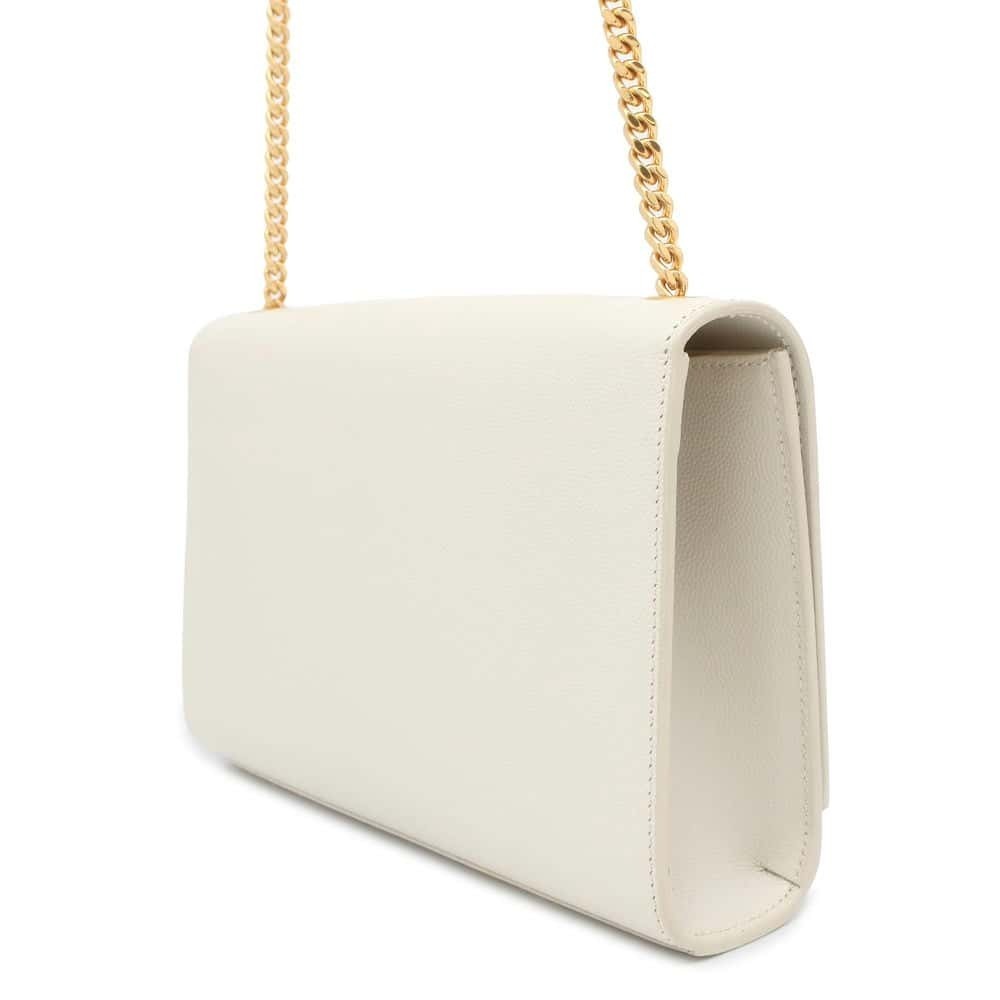 Saint Laurent Shoulder Tassel Bag Kate White Leather Paris Chain